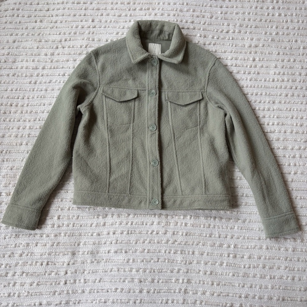 Anthropologie Joie Soft Fleece Boxy Shocker Jacket Sage Green Size S